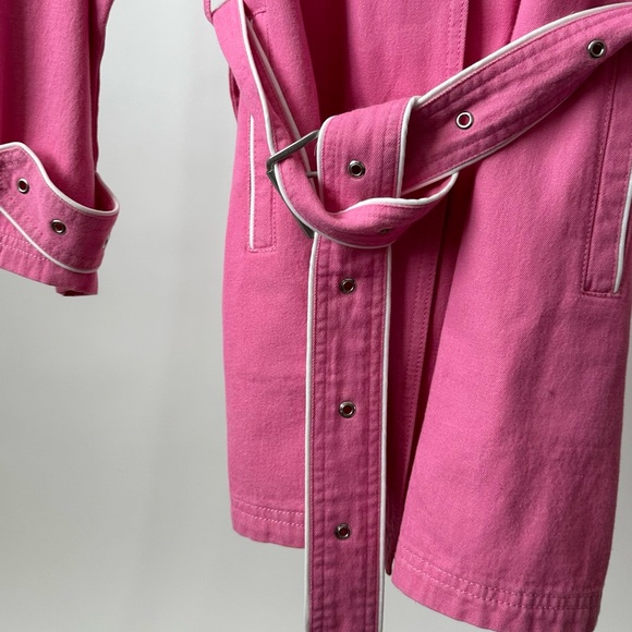 VINTAGE 2000s VENEZIA Chic Pink Short Trench Coat Size-18/20, fits smaller sizes - Picture 7 of 10